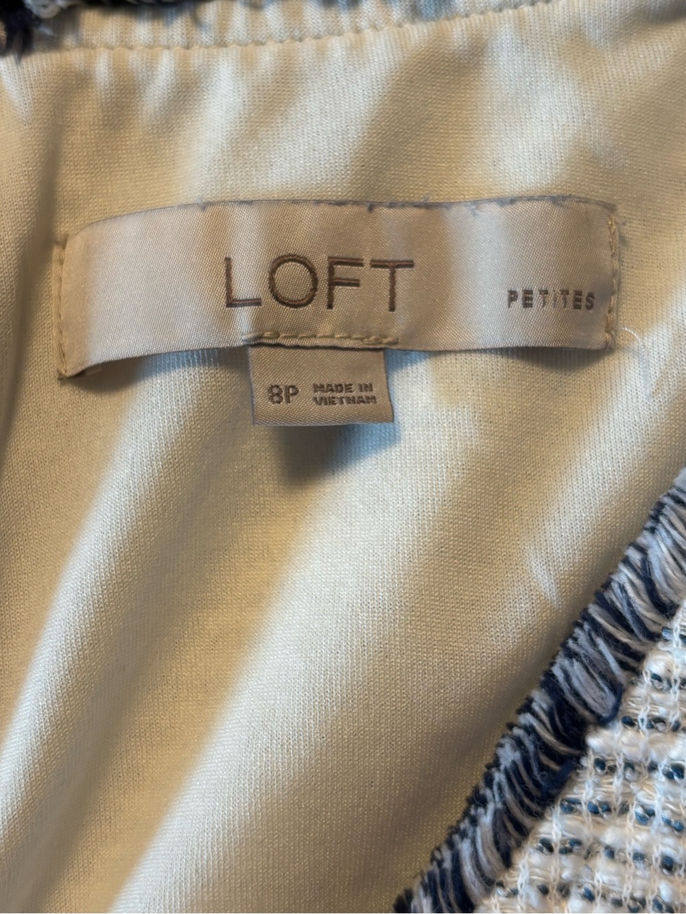 LOFT Fringe Bouclé Fit & Flare Mini Dress 8P - Picture 3 of 4